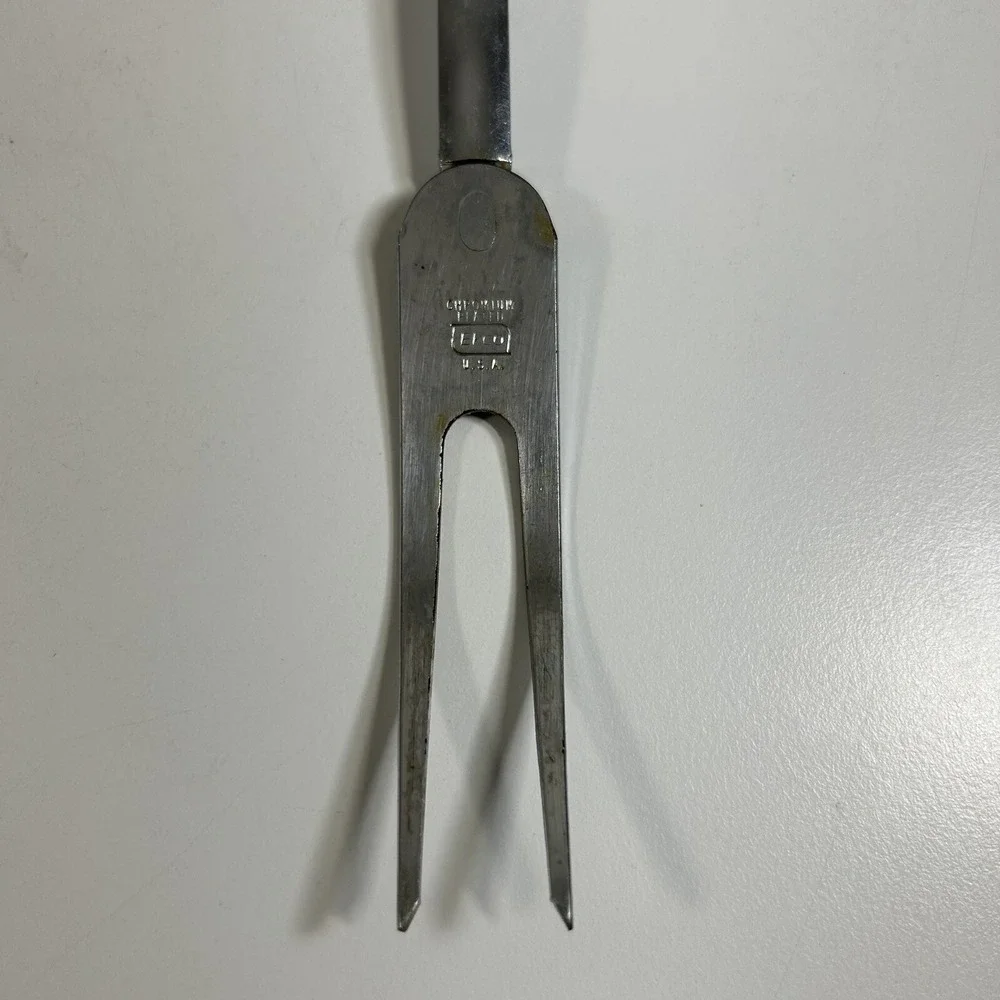 Vintage‎ Ekco Chromium plated 2 Prong Carving Meat Fork Made in USA